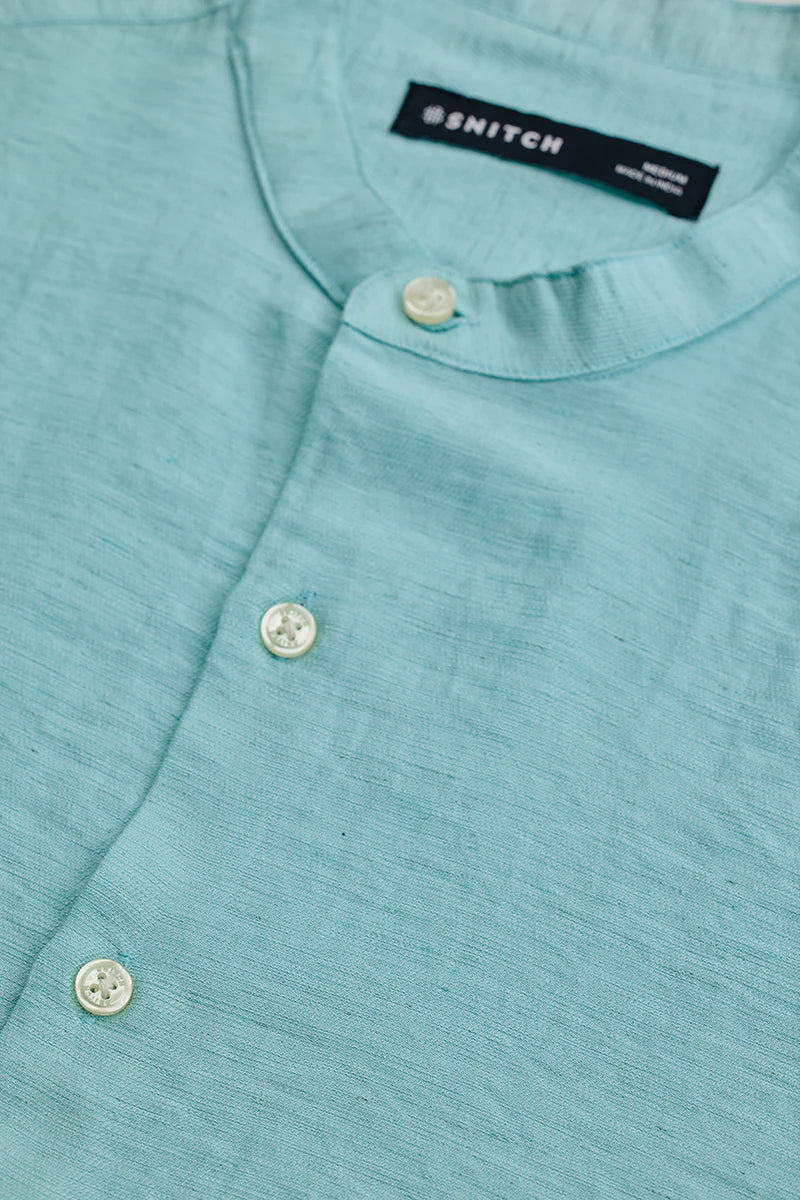 3 Mandarin Linen Blend Shirt