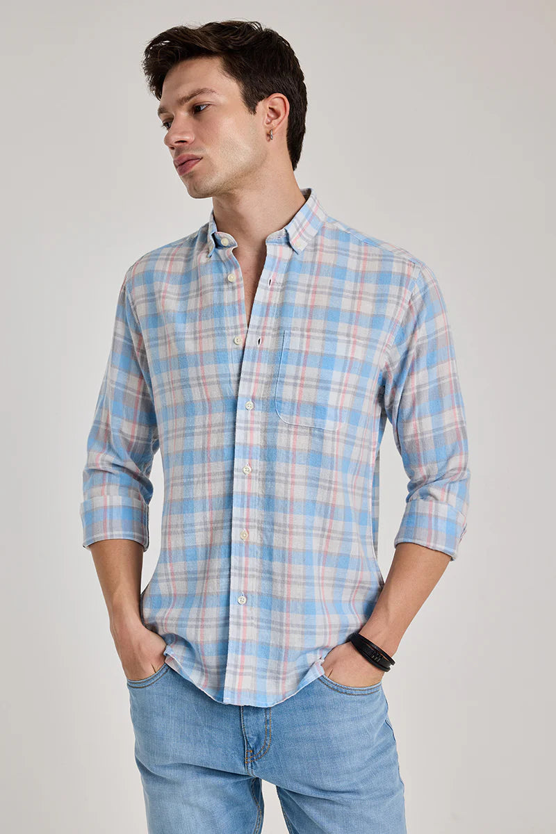 3 Checks Linen Blend Shirt