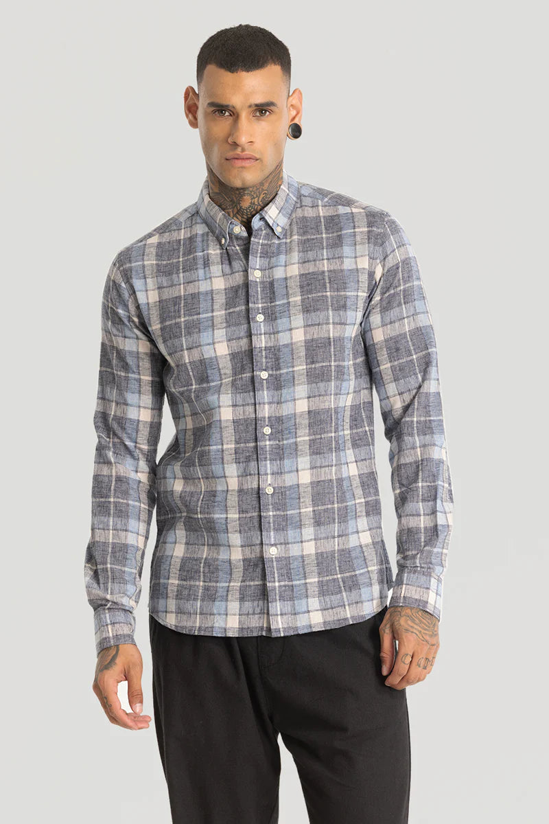 3 Checks Linen Blend Shirt