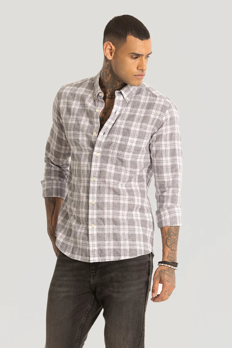 3 Checks Linen Blend Shirt