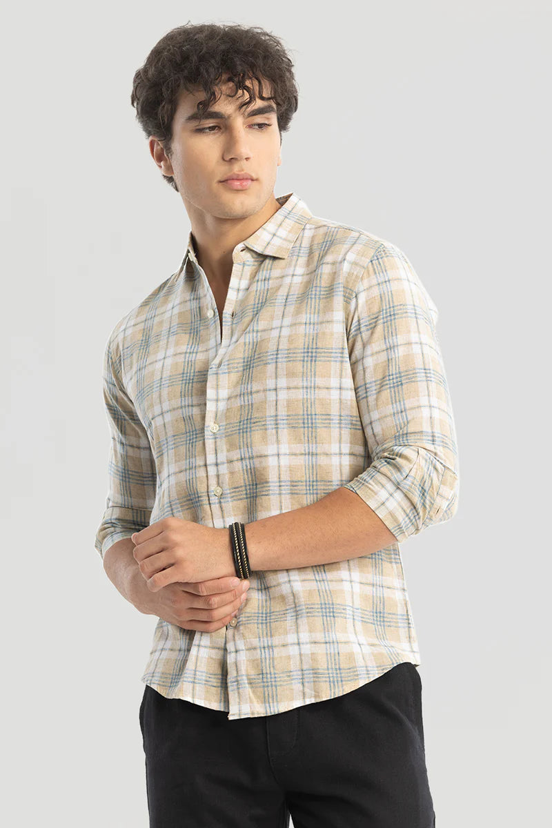 3 Checks Linen Blend Shirt