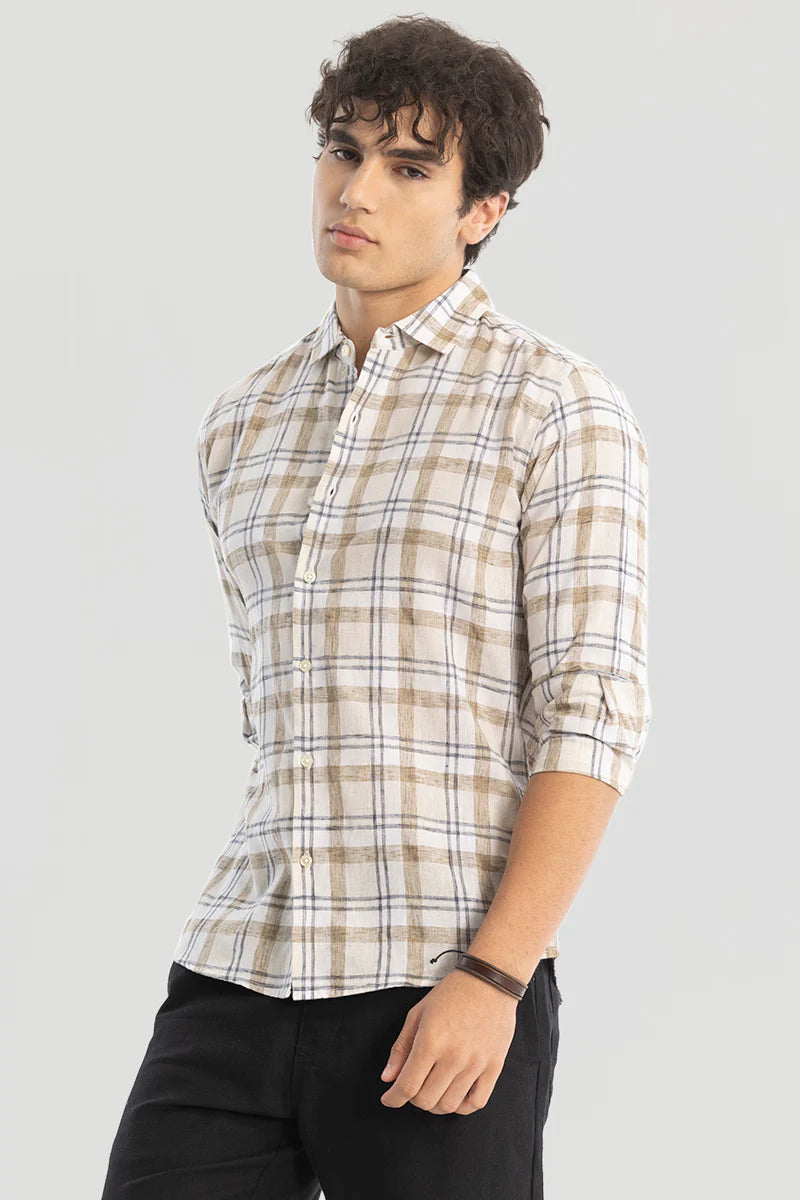 3 Checks Linen Blend Shirt