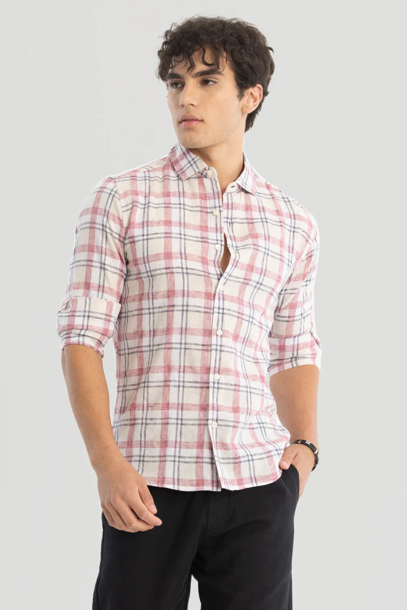 3 Checks Linen Blend Shirt