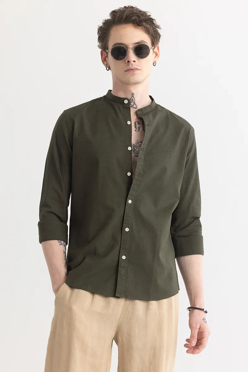 3  Linen Mandarique  Blend Shirt