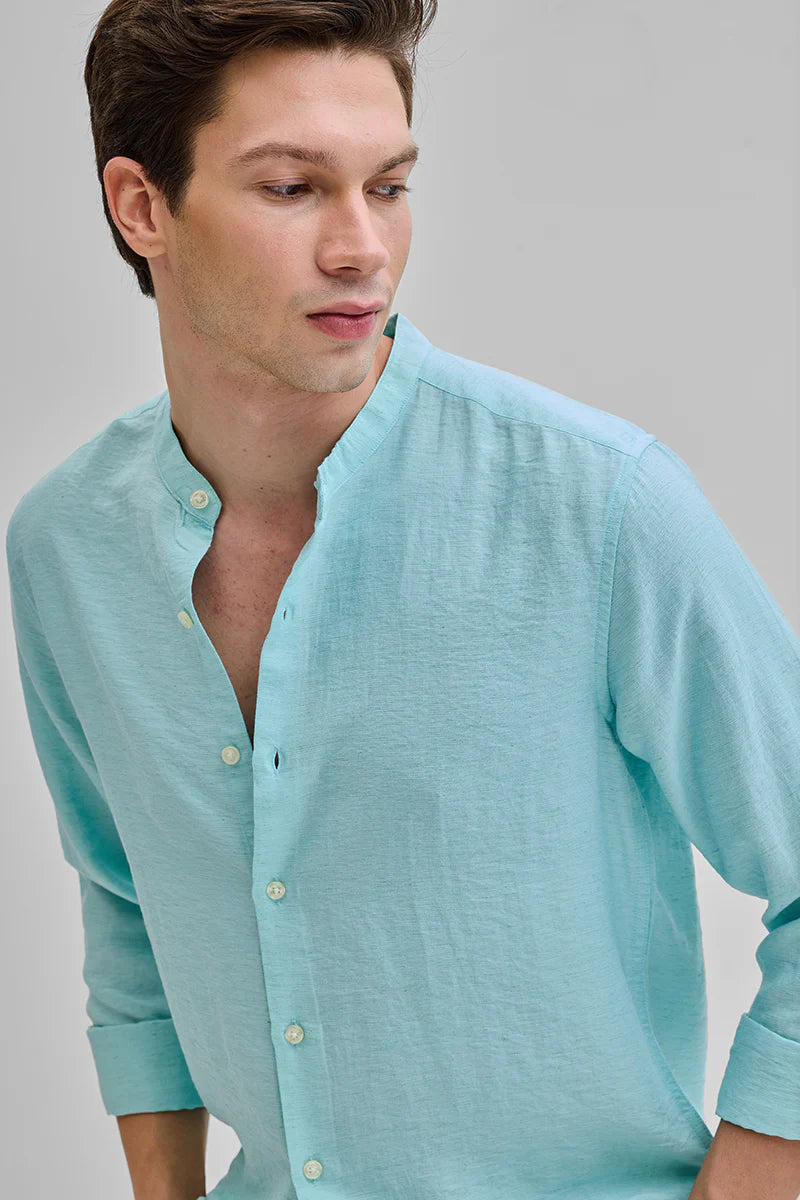 3 Mandarin Linen Blend Shirt