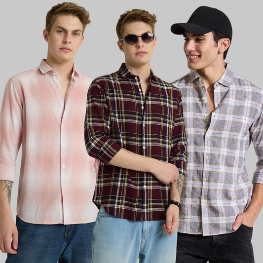 3 Combo Checks Linen Shirt