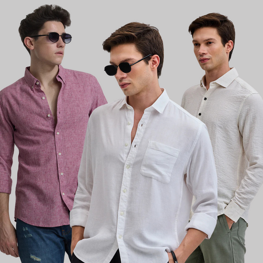 3 Combo Linen Blend Shirt