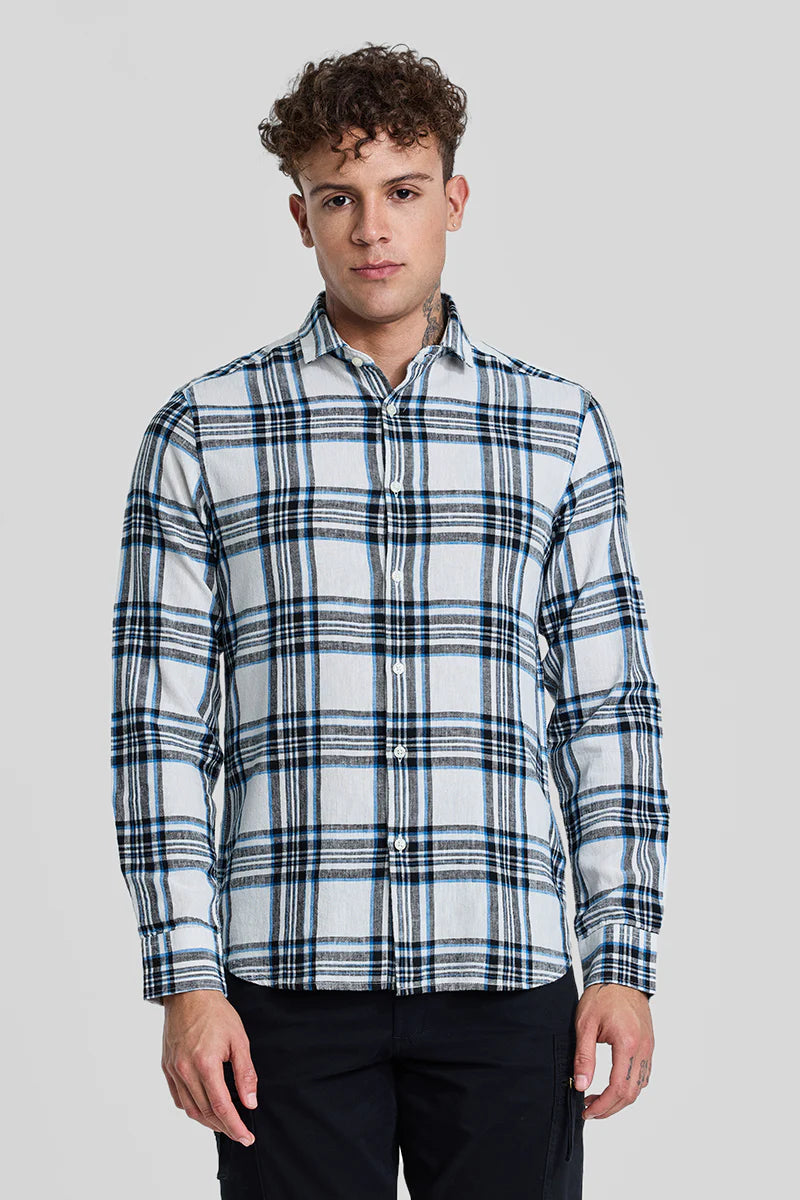 3 Checks Linen Blend Shirt