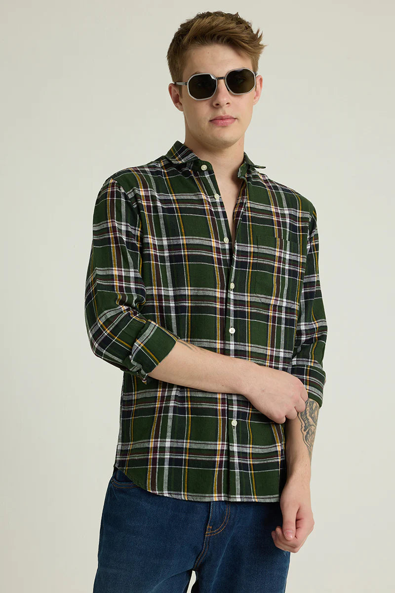 3 Checks Linen Blend Shirt