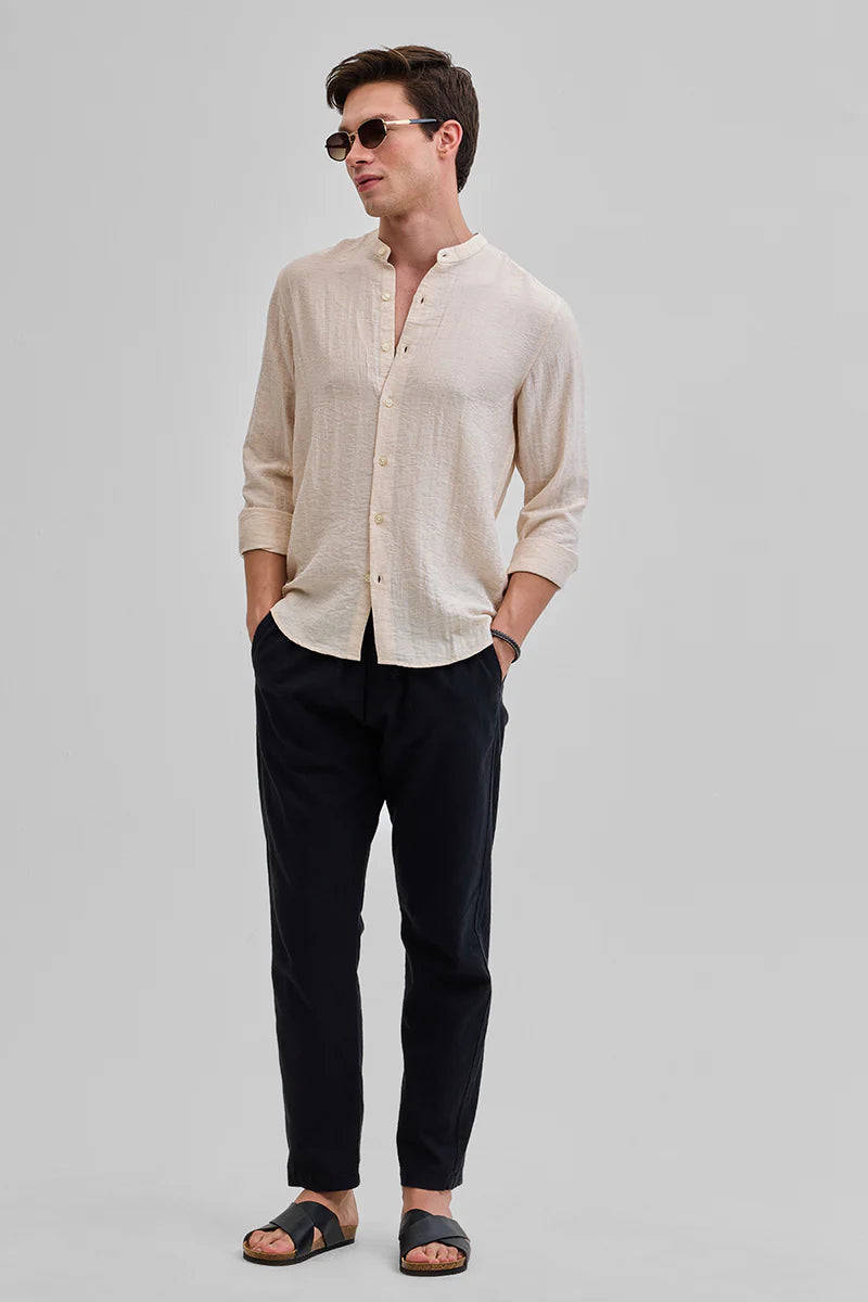 3 Mandarin Linen Blend Shirt