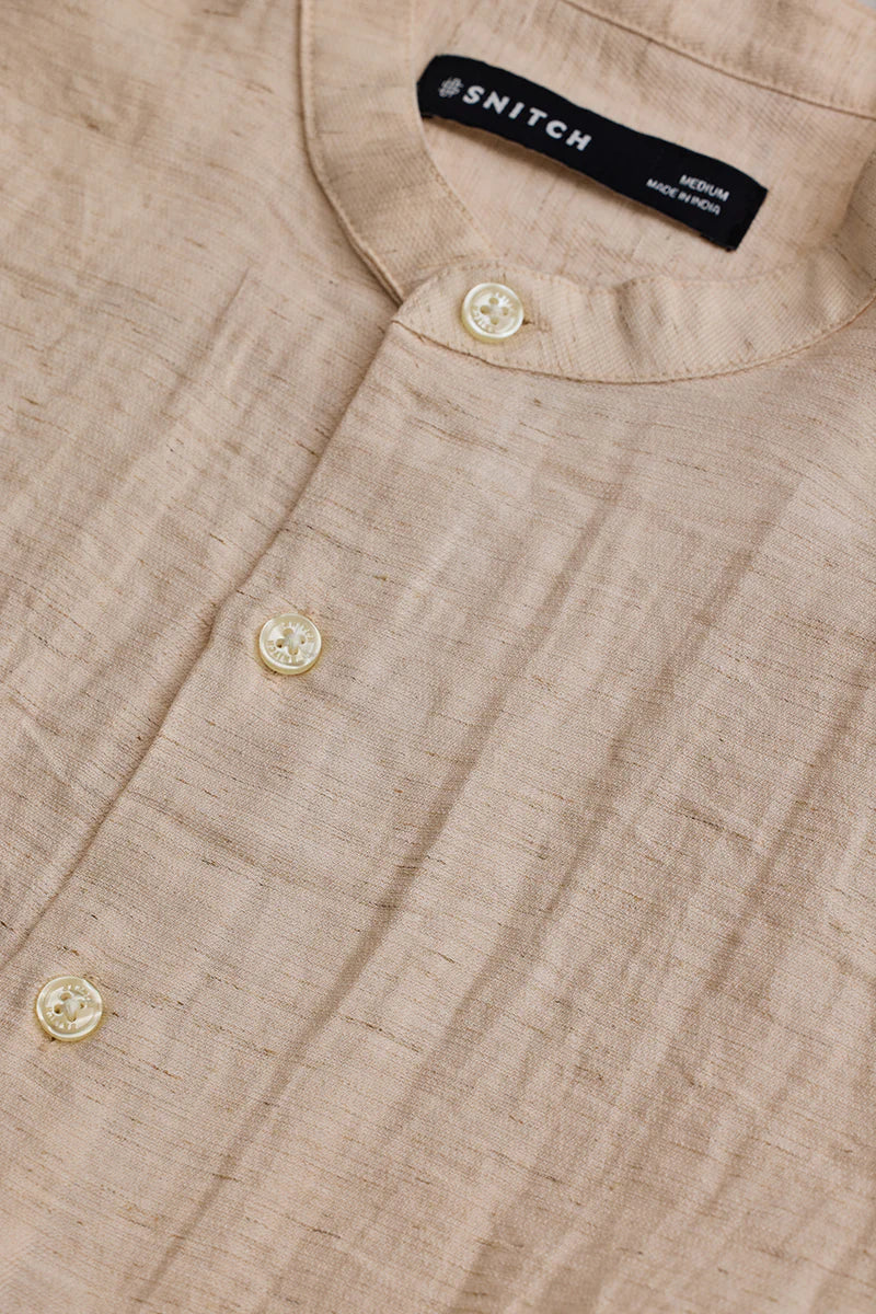 3 Mandarin Linen Blend Shirt